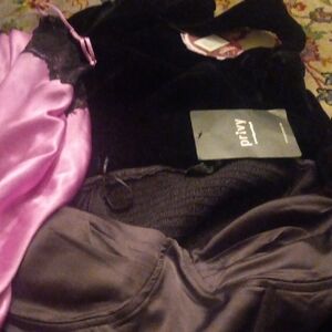 Privy Satin Pink and Black Chemise